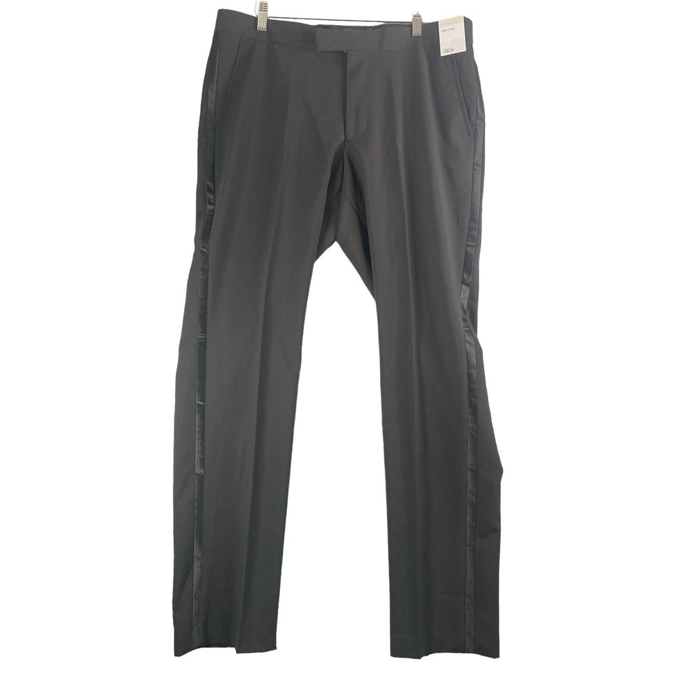 Nordstrom RACK Mens Straight Leg Side Tuxedo Details in Black Size 36x34